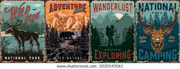national park vintage colorful posters 600w 2020543061