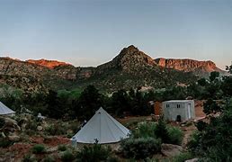 camping tents at a deserty
