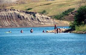people swimming in a lake