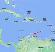 map in the ocean above South America an island called Aruba