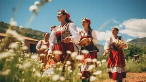 three women from Sardina in a field