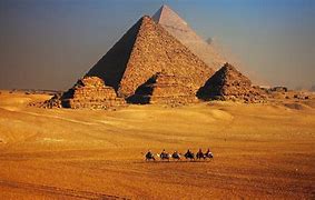 Pyramids of Egypt and desert