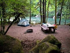 Top 10 Camping Destinations For 2025 5 Campsite with a picnic table and a tent next to a river in a forest