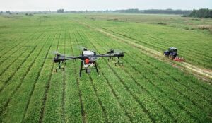 drone flying over a field
