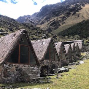 Stone camping huts with windows used on the 5-day Salkantay Trek with Machu Picchu Reservations.