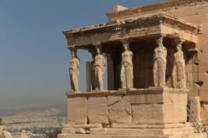 Temple of Athena Nike on the Acropolis of Athens, Greece, a small classical temple dedicated to the goddess of victory