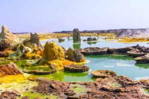 Danakil Depression – Ethiopia’s Otherworldly Landscapes 2 Scorching heat and surreal landscapes define Ethiopia’s Danakil Depression, often called the hottest place on Earth.