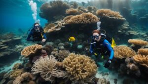 Two scuba divers swimming among colorful coral and tropical fish in the Red Sea — a breathtaking holiday dive 🌊🏝️