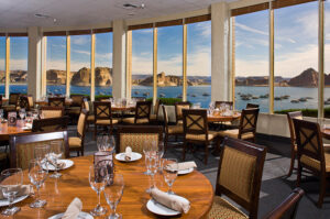 Dining Room Setup at Lake Powell Resort – Scenic Desert Dining Experience