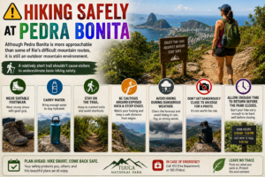 ⛰️ Pedra Bonita – Hiking, Mountain Views & Paragliding Above Rio 13 Hiking safely at Pedra Bonita with essential tips for footwear, water, trail safety, changing weather, steep edges and park closing times.