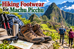 🏔️ Ollantaytambo Ruins & Sacred Valley Adventure Guide 10 Hiking footwear and trail gear overlooking Machu Picchu with hikers exploring the ancient Inca ruins in Peru