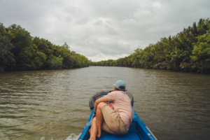 🌊 West & Central Africa River Safaris – Wildlife, Boat Adventures & Scenic Waterways 7 Boat traveling through the calm waterways and lush mangrove forests of Senegal’s Saloum Delta.